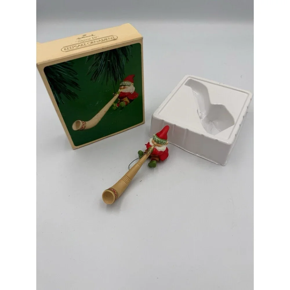 Alpine Elf Hallmark Ornament 1984, Swiss Horn, Vintage